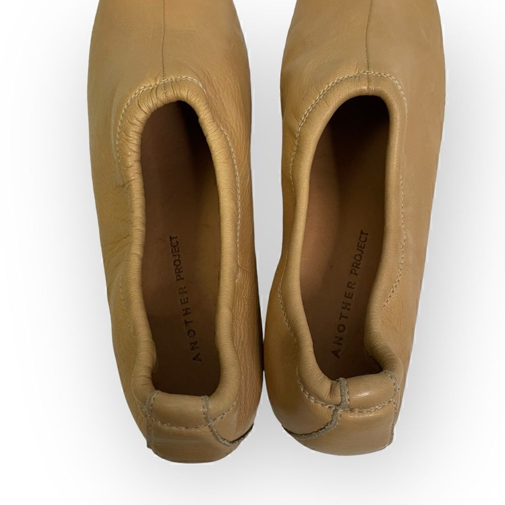 Another Project Tan Leather Heeled Booties Block Heel - Picture 10 of 12